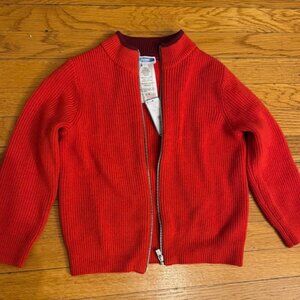 NWT Jacadi Paris Red Zip Cardigan Sweater Size 4